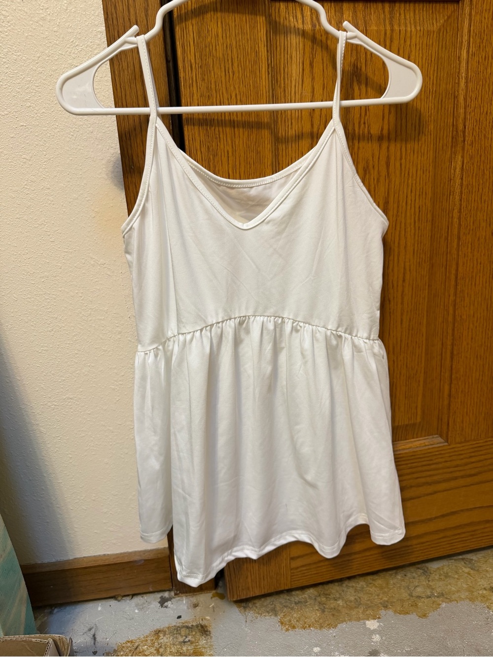 Classic White V-Neck Spaghetti Strap Tank Dress